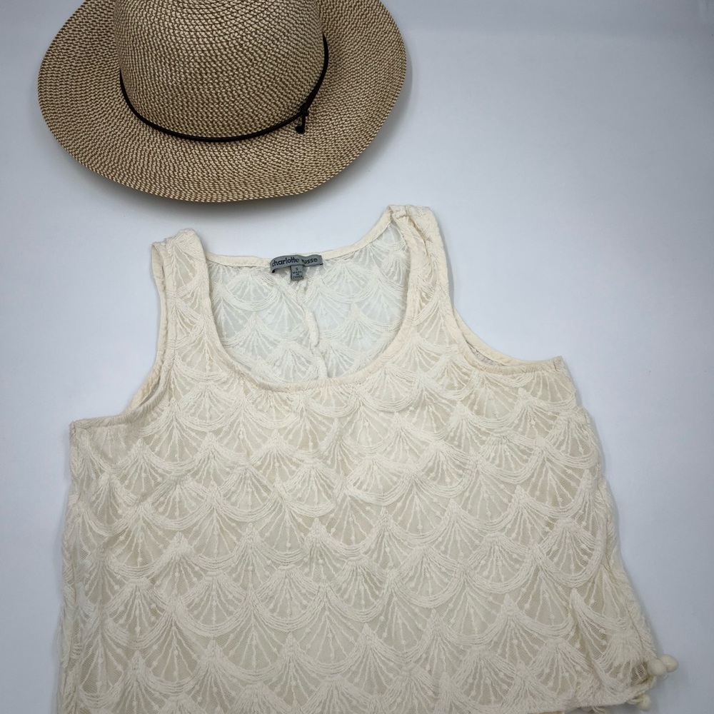 Charlotte Russe Cream Textured Tank Top